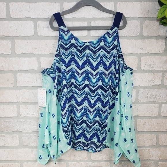 SELF ESTEEM Boho Sleeveless Tank Top w/Headband Size L - Picture 3 of 7